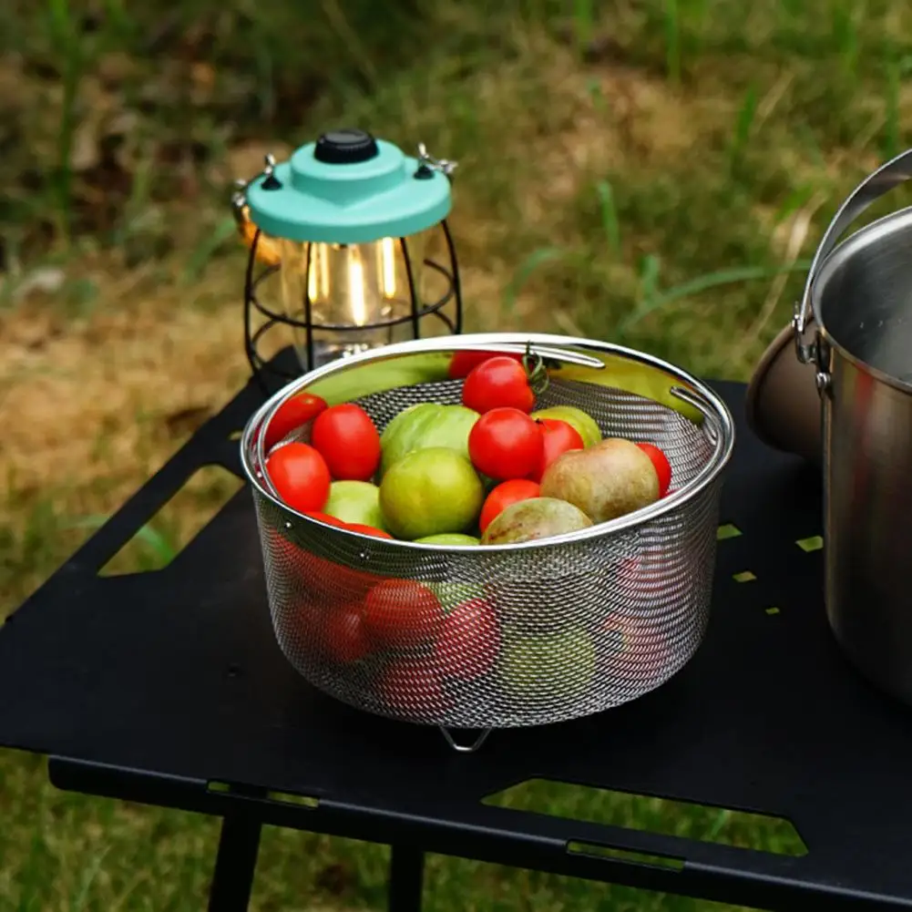 Компактный кухонный дуршлаг со складной ручкой сливная корзина из нержавеющей
