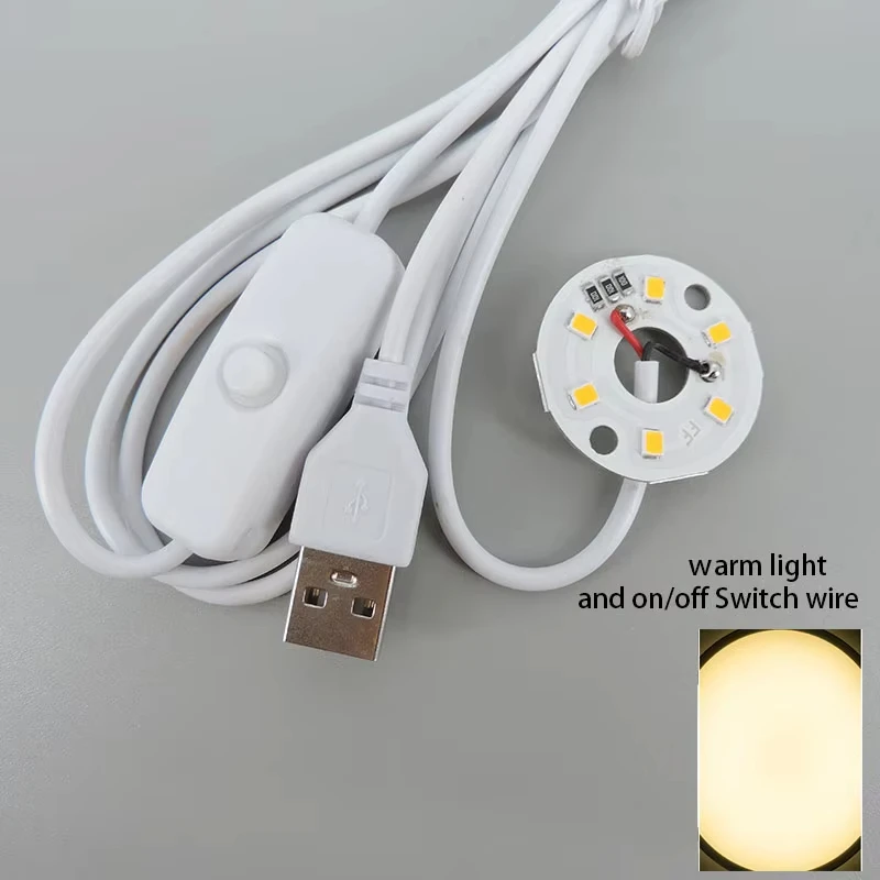 Фото Теплый белый цвет, 5 Вт, USB светодиодные фонари, 2835 чипов, один диммер, ночной стол для чтения, книга, планшет, лампа для чтения, переключатель, кабель питания №3