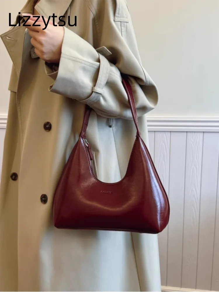 Lizzytsu корейская винтажная красная сумка из искусственной кожи в форме полумесяца