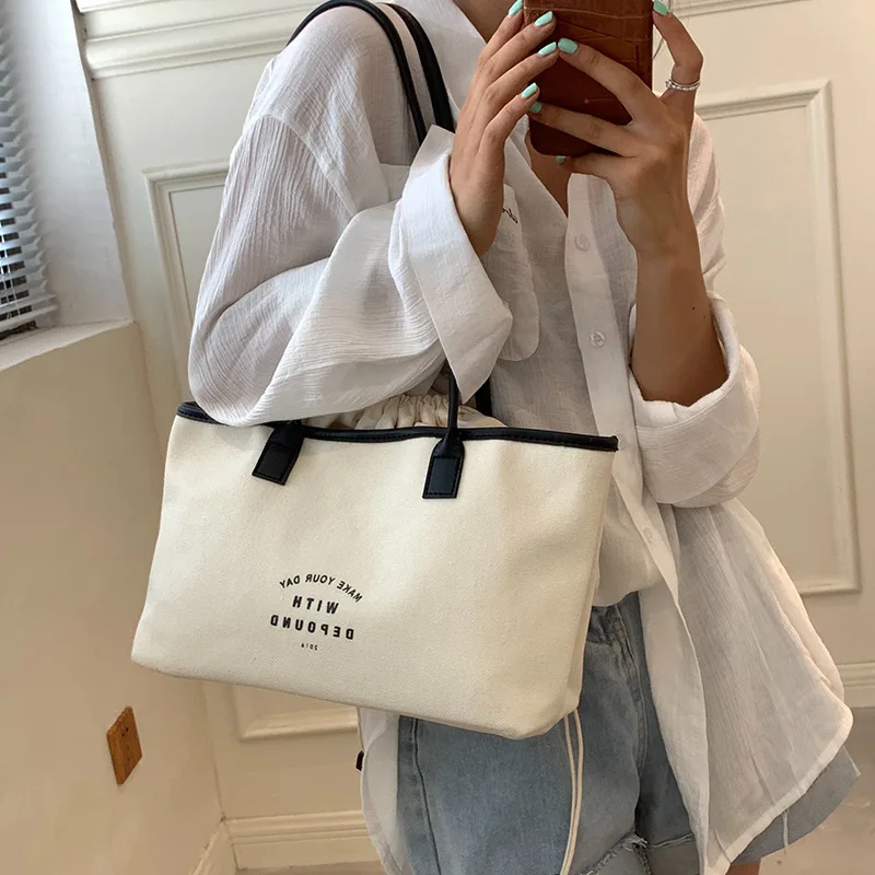 

Large Capacity Ladies Canvas Tote Bag Letter Print Women's Shopping Bags Lady Beach Shoulder Bags for Women Designer Handbags