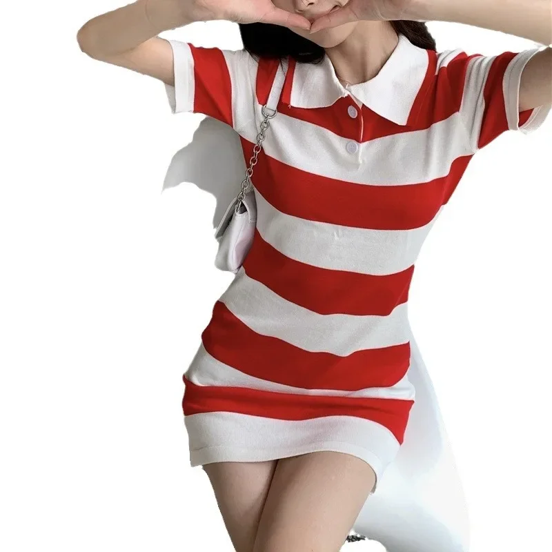 2024 винтажное женское платье-поло милое и солоное пряная юбка с надписью Love для