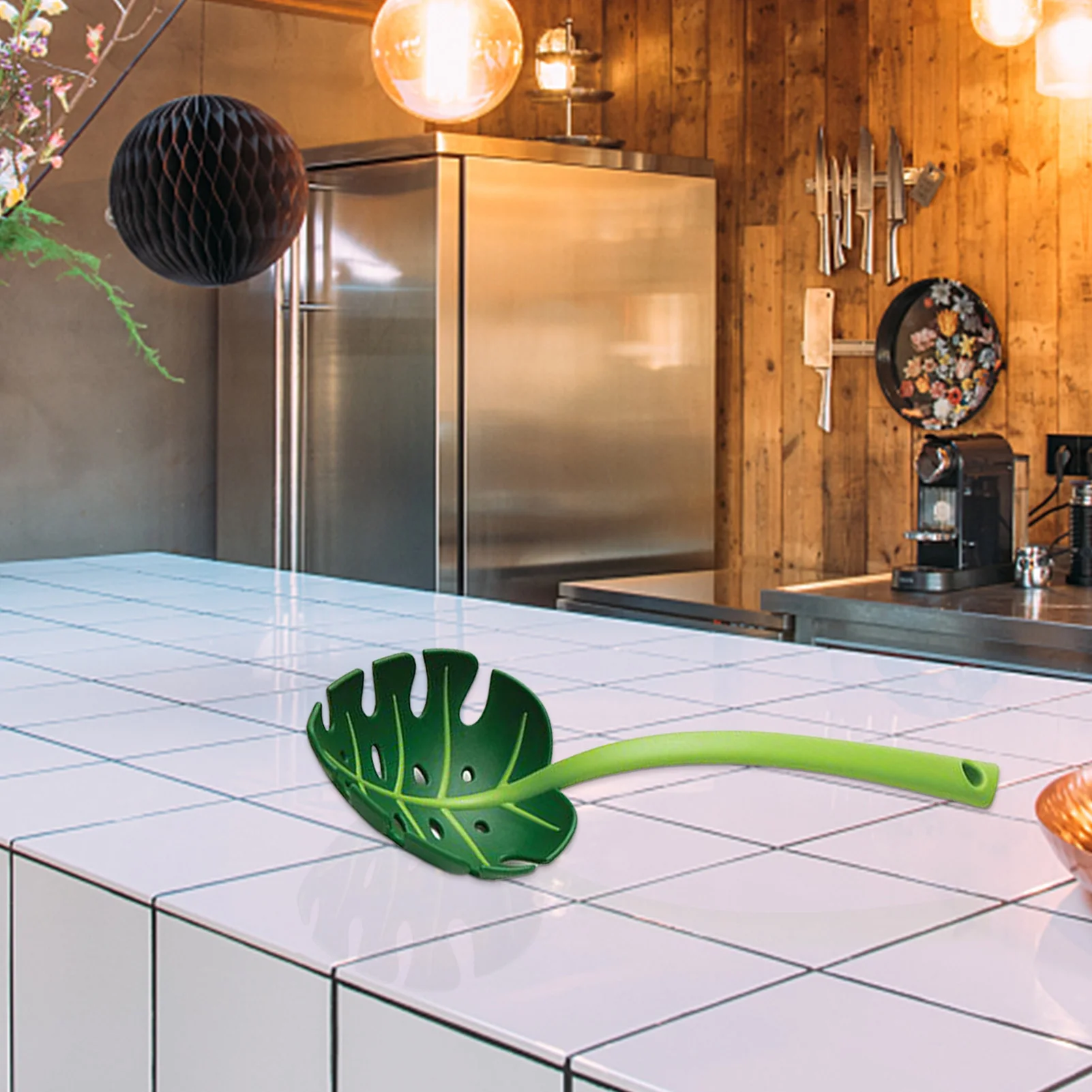 

Spoons For Cooking Utensils Kitchen Tools Slotted Spoon Multifunctional Long-Handled Jungle Natural Leaf Leak Spoon Sturdy