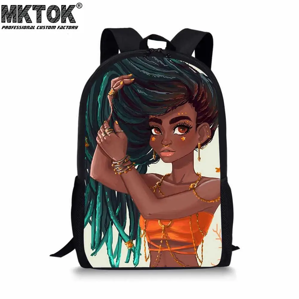 Black Girl Pattern School Bags for Girls Customized Children's School Backpack Mochilas Escolares Free Shipping