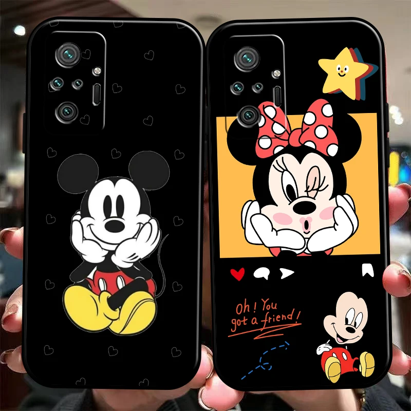 

Disney Mickey Mouse Phone Case For Xiaomi Redmi 9 10 9i 9AT 9T 9A 9C Note 9 9T 9S 10 Pro 10S 5G Funda Liquid Silicon Black