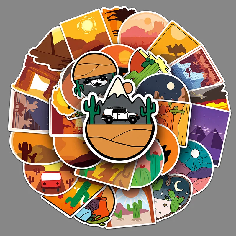 

50Sheets Creative DIY Desert Stickers Outdoor Scenery Suitcase Helmet Refrigerator Notebook Stickers Children's Gift