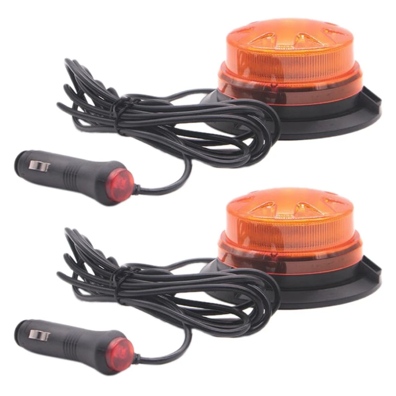 

2X 12V/24V High Intensity LED Beacon Magnet Mount Low Profile Compact Strobe Flashing Emergency Warning Light