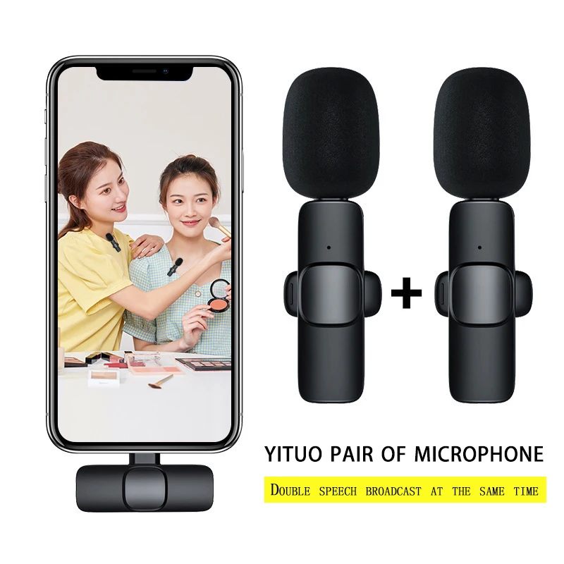 

Wireless Lavalier Microphone For Smartphone Broadcast Lapel Phone Talking 2.4G Clip Voice Kwai Multiple People Live Streaming