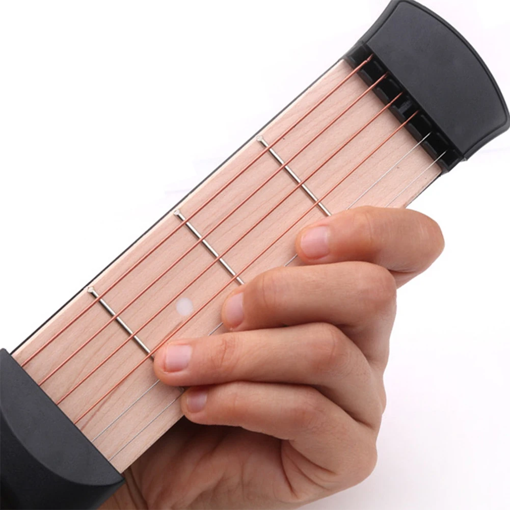 

Portable 6 String Pocket Guitar 6 Frets Guitar Chord Trainer Finger Practice Trainer For Beginner Guitarra Finger Exerciser Tool