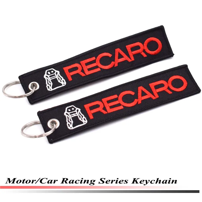 Автомобиль Стайлинг гоночный Recaro брелок для ключей вышивка багажная бирка