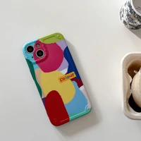retro color block geometric oil painting art shockproof phone case for iphone 13 12 11 pro max xs max x xr case cute soft cover