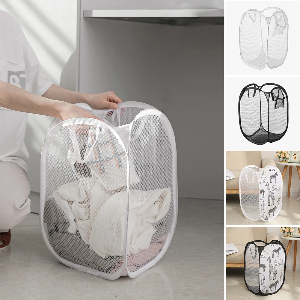 

1Pc Foldable Laundry Basket Large Capacity Organizer Basket for Household Dirty Clothes Nylon Mesh Bag for Toy Storage Durable