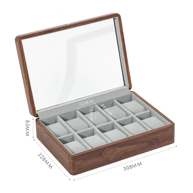 

Simple design 10 grids wooden Watch Storage Box Case for Watches