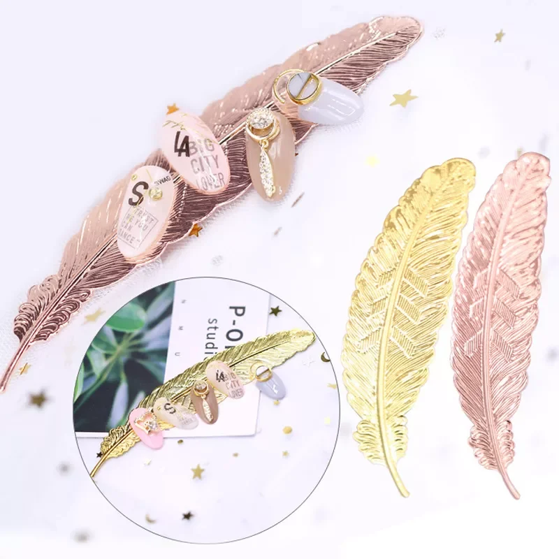 

Rose Gold Nail Tip Holder Feather Practice Training Display Stand Metal Manicure Salon DIY Nail Art Showing Tools
