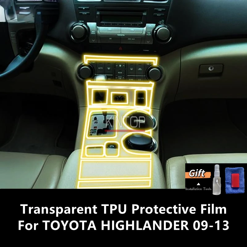 

For TOYOTA HIGHLANDER 09-13 Car Interior Center Console Transparent TPU Protective Film Anti-scratch Repair Film Accessories