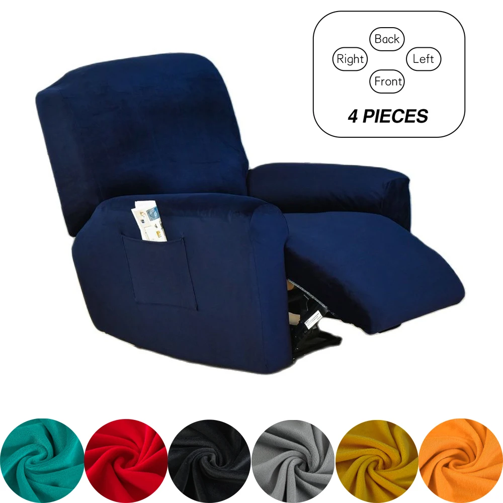 4 Pcs/Set  Plush Velvet Recliner Sofa Cover for Living Room Relax Armchair Slipcover Reclining Chair Cover for Lazy Boy Sofa