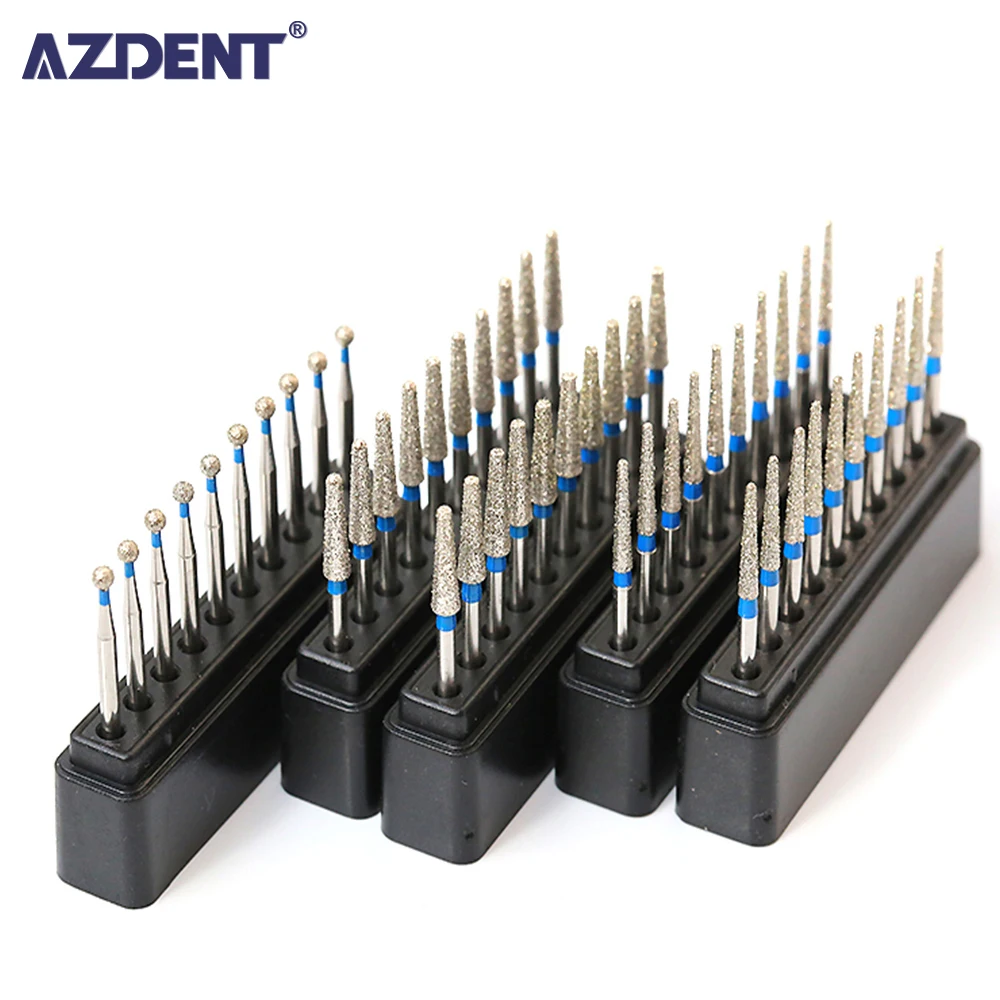 AZDENT 10pcs/box Dental Diamond Burs 1.6mm for High Speed Handpiece Super Coarse Diamond Dentist Grinding Tool Grinder