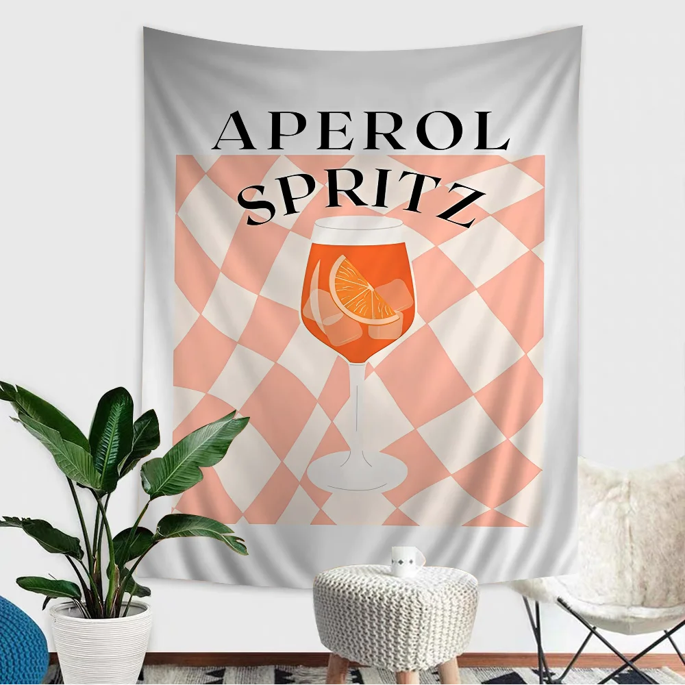 Мультфильм фруктовый сок Аперол Сприц красочный гобелен настенный дешевый хиппи