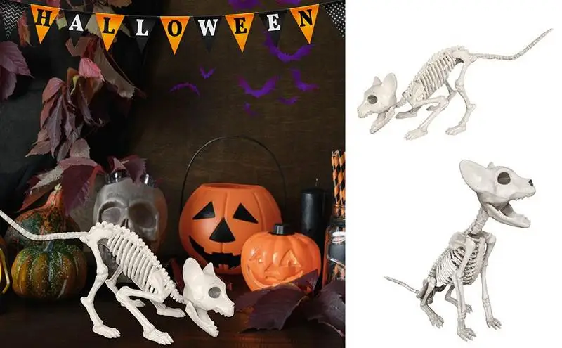 

Halloween Cat Skeleton Pose Skeleton Prop Cat Skeleton Realistic Size Halloween Party Supplies Party Decor for Indoor and Garden