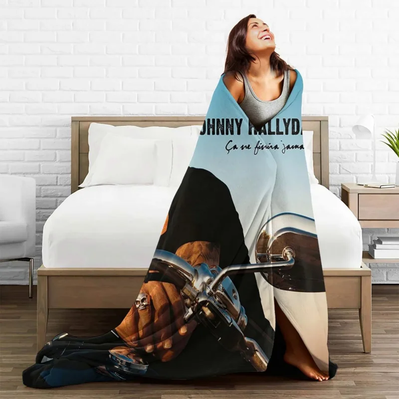 

Johnny Hallyday Blanket Fleece All Season Rock Star Multifunction Ultra-Soft Throw Blanket for Bedding Travel Rug Piece