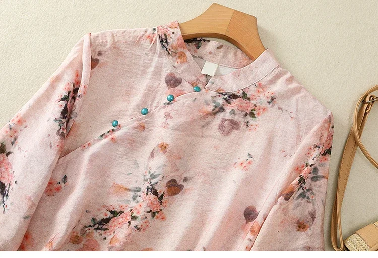 Женские хлопковые блузки в китайском стиле из конопли летние женские рубашки