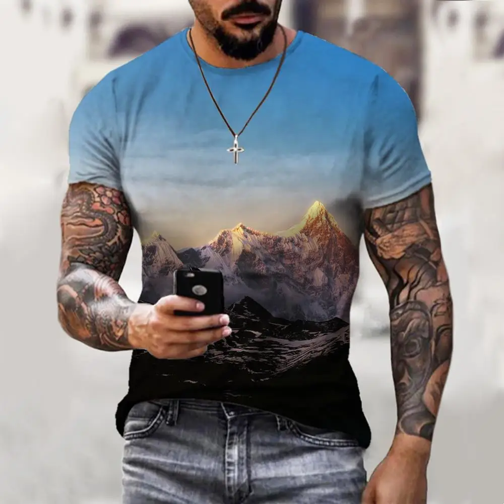 

3d Tshirt Sunrise T-shirt Men Splendid Tshirts Casual Morning T-shirts 3d Daybreak Tshirt Printed Mens Clothing T shirts