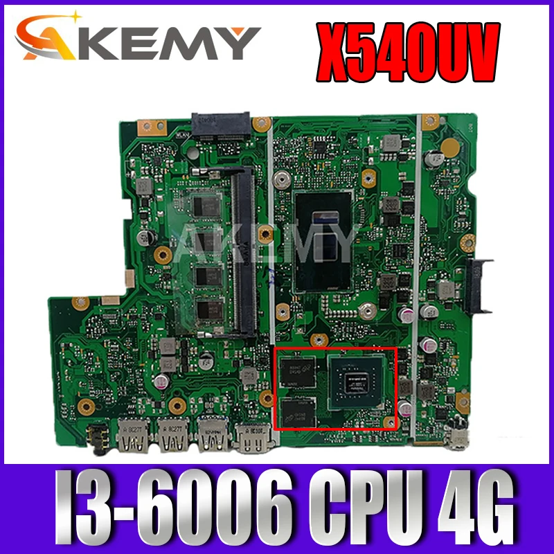 

Материнская плата для ноутбука ASUS X540UV X540UB X540UBR, материнская плата с процессором I3-6006, 4 Гб ОЗУ