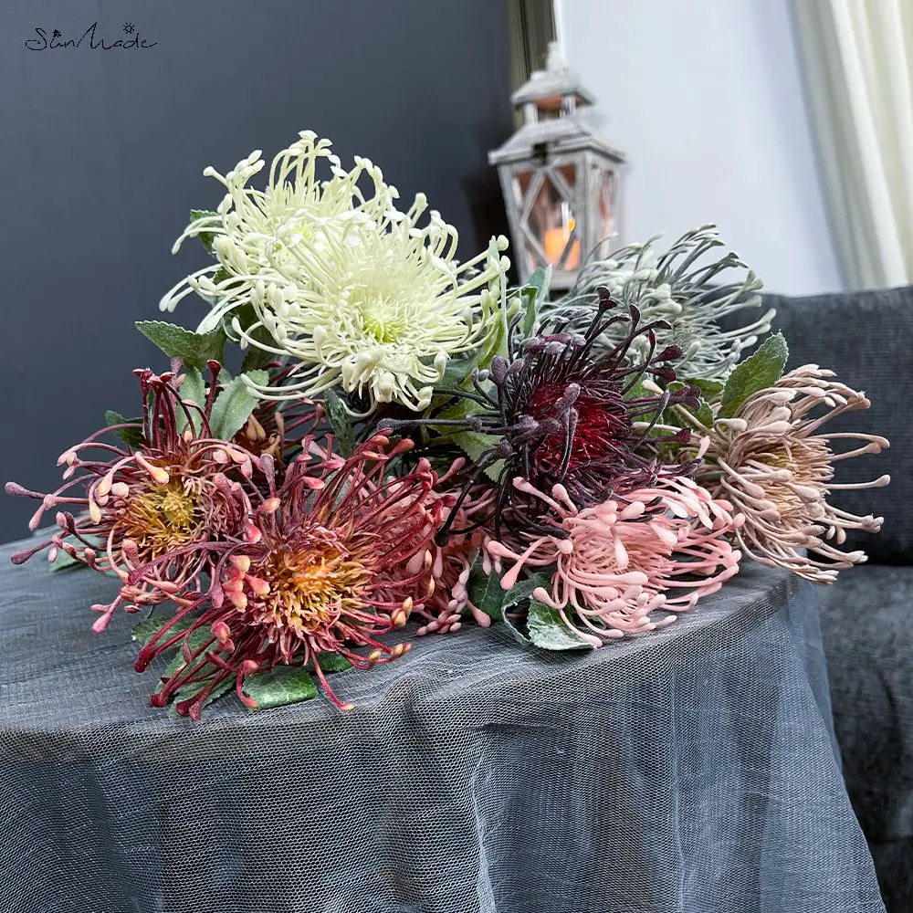 SunMade 3 головки/ветка Leucospermum искусственные цветы для украшения свадьбы