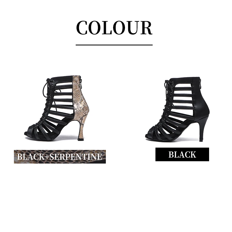 High Heels for Women Latin Dancing Shoes Elegant Stilettos Tango Salsa Ballroom Dance Shoes Lace-Up Plus Zip Design Sandals