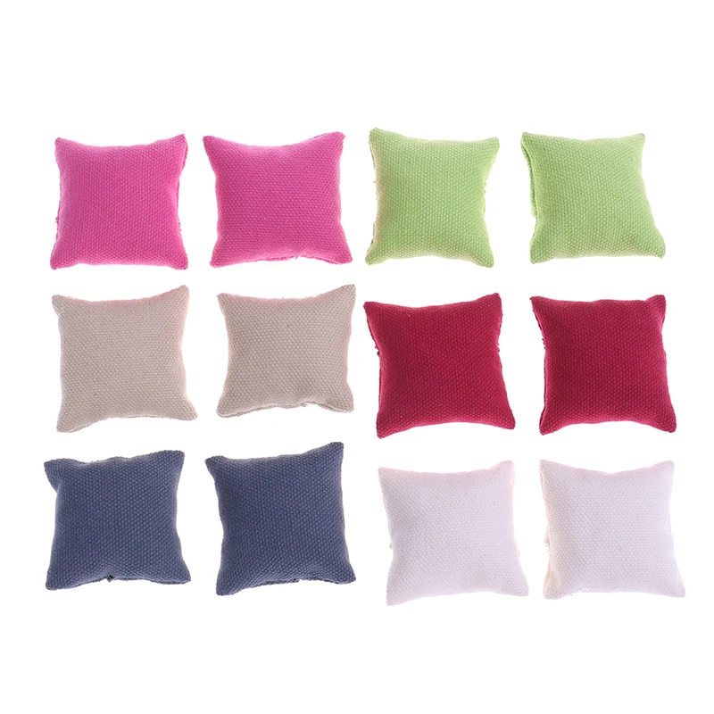 

2Pcs Pillow Cushions For Sofa Couch Bed 1/12 Dollhouse Miniature Furniture Toys Without Sofa Chair High Quality