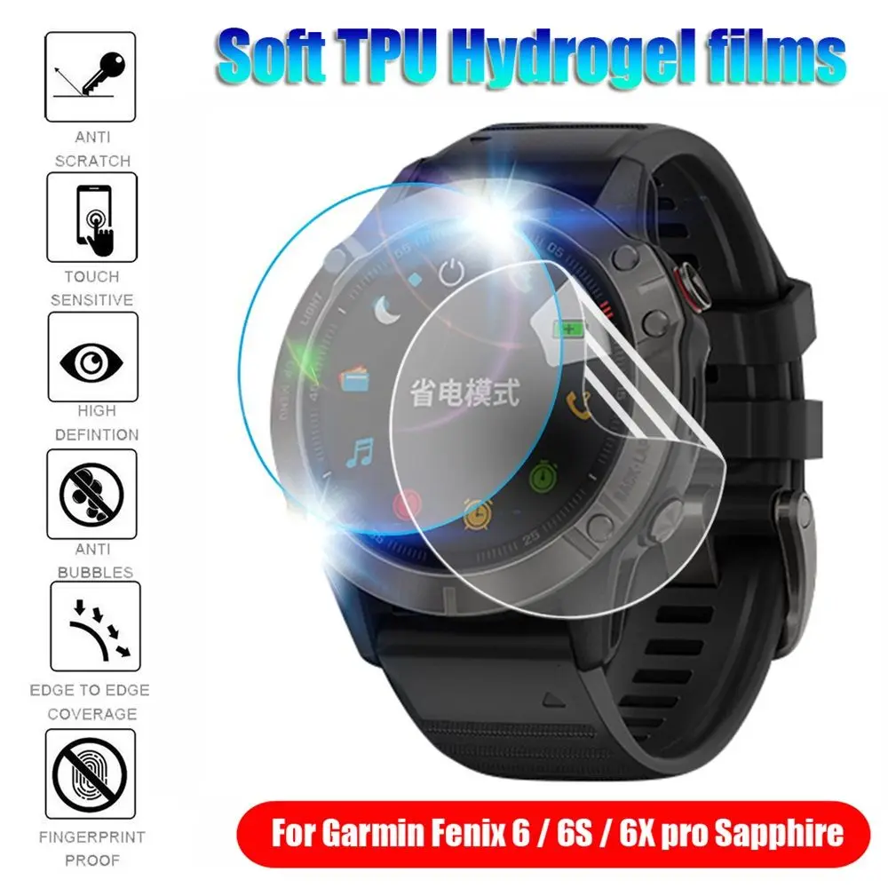 

2pcs Hydrogel film Screen Protectors for Garmin Fenix 6 6S 6X Pro Sapphire Solar 25D Soft TPU Clear Watch Shockproof Cover Case