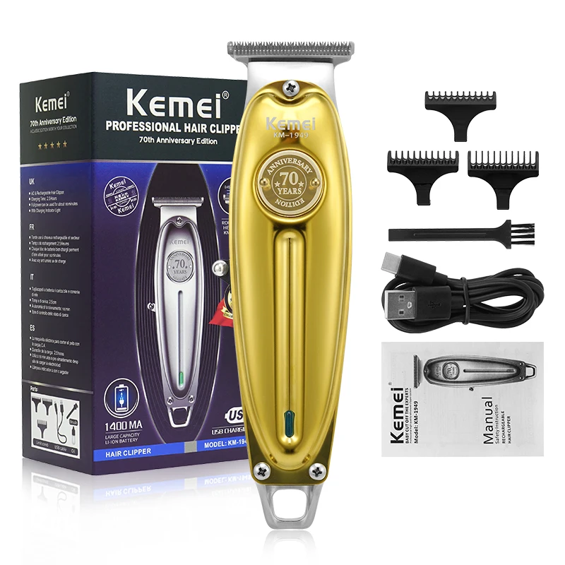 Professional Hair Trimmer Gold Clipper For Men Rechargeable Barber Cordless Hair Cutting T Machine Hair Styling Beard Trimmer