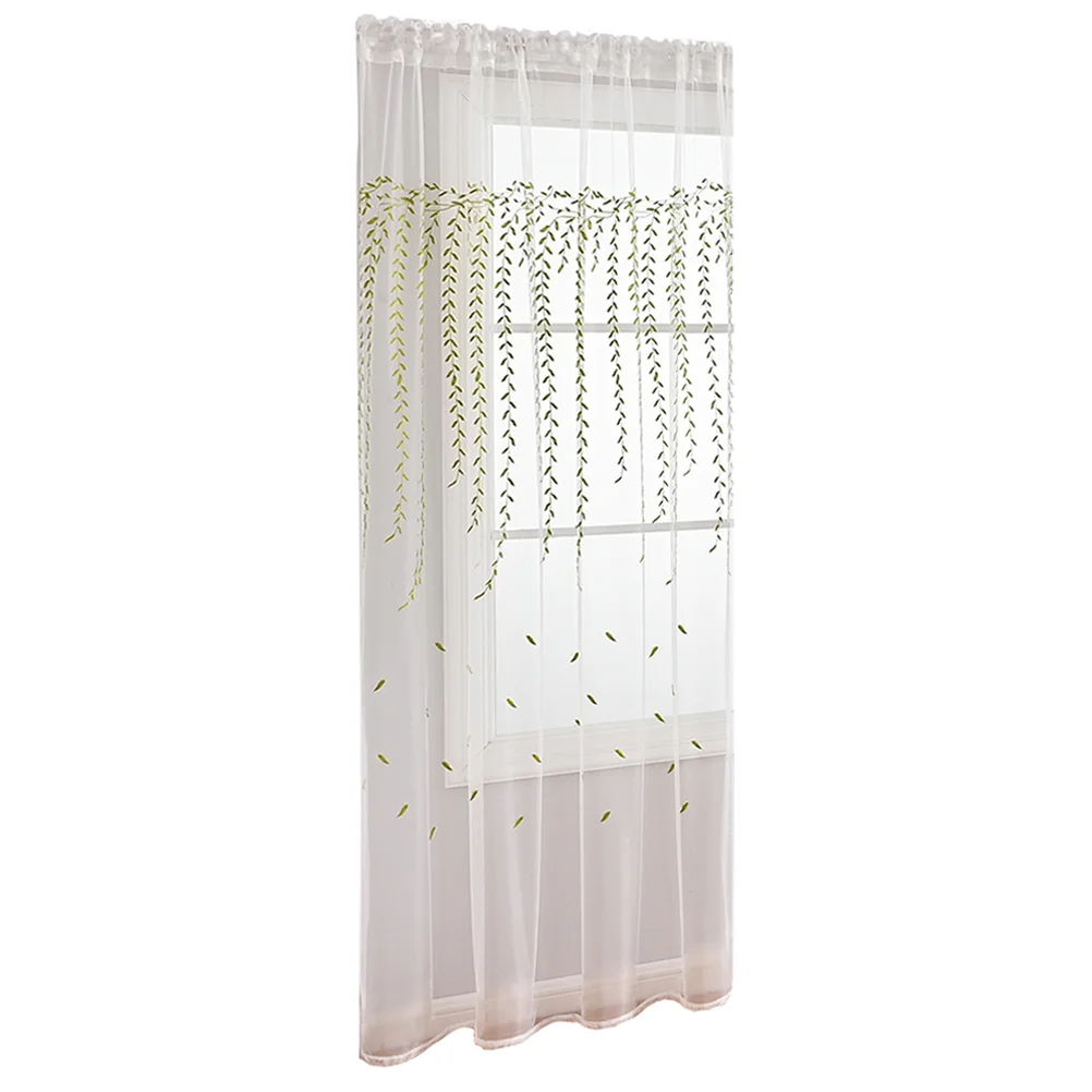 

Transparent Curtains Green Home Decor Leaf Sheer Curtain Pattern Curtain Sheer Polyester Curtain Home Elegant Sheer Curtain