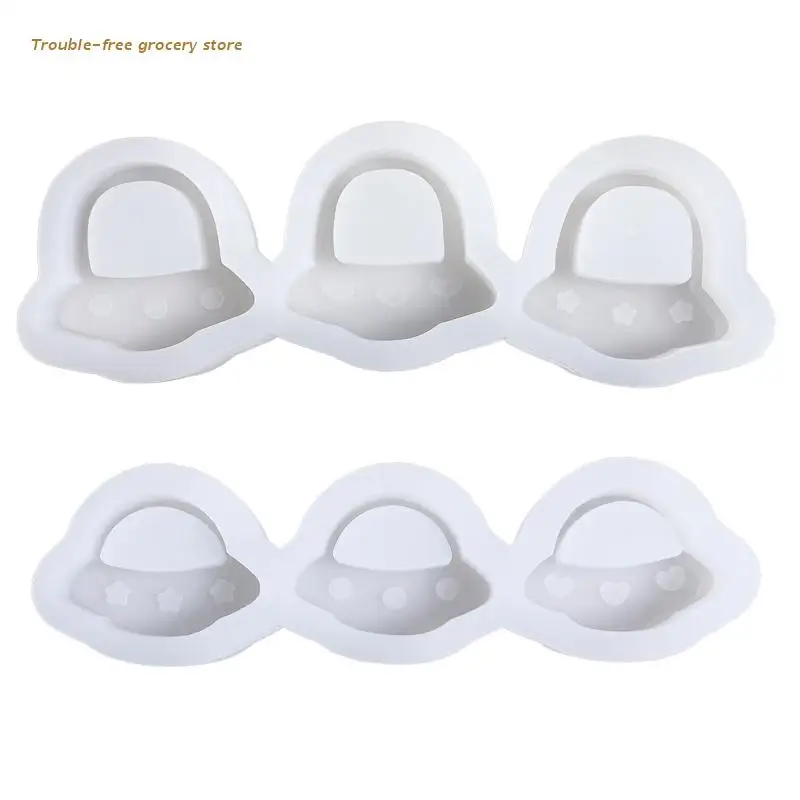 

Shiny Glossy Silicone Decoration Molds Spaceship Keychain Mold DIY Pendant