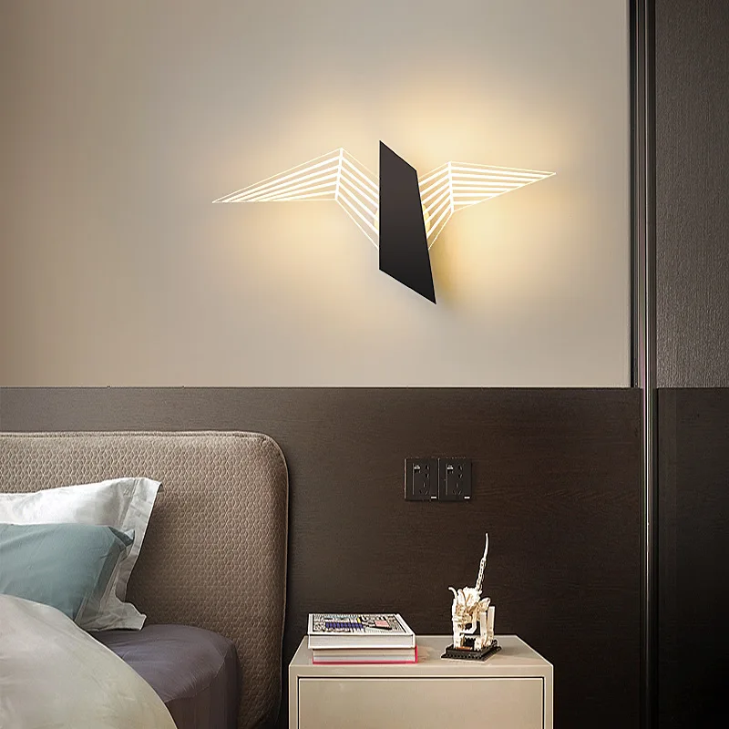 

Seagull Led Wall Lamps Bedroom Bedside Reading Light Modern Living Room Background Wall Corridor Decorative Leaves Luminary