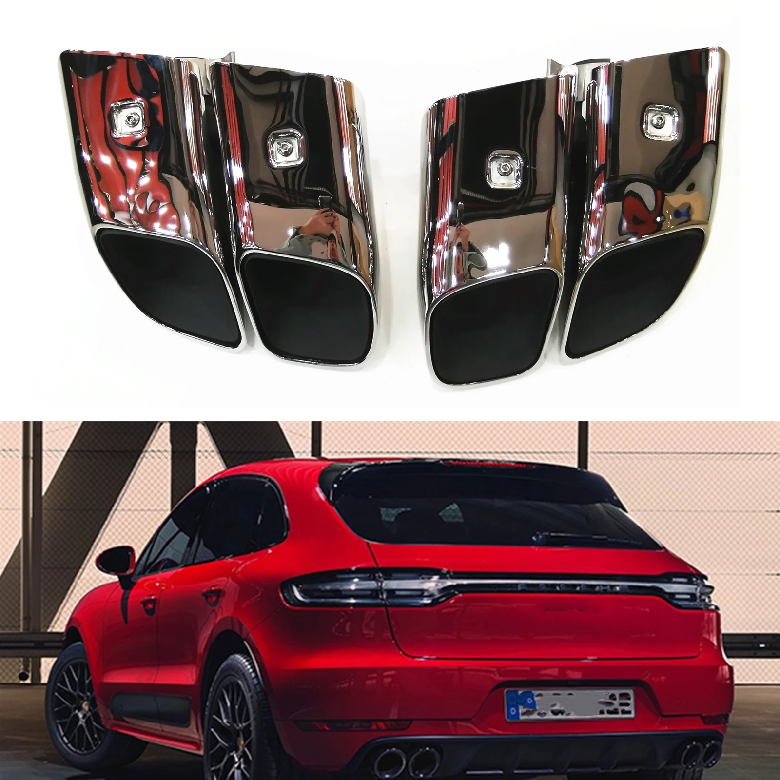 

Muffler Square Mouth Outlet Pipe Exhaust Tips Rear Air Vent Tail Duct Tailpipe For Porsche Macan 2019 2020 2021 2022