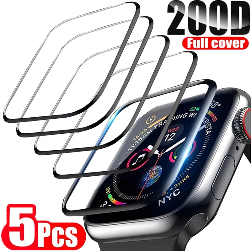 5 шт., защитная пленка для Apple Watch 7 6 SE 5 4 8 40 мм 41 мм 42 мм 44 мм 45 мм 38 мм, керамическая пленка для IWatch Ultra 49 мм, не стекло