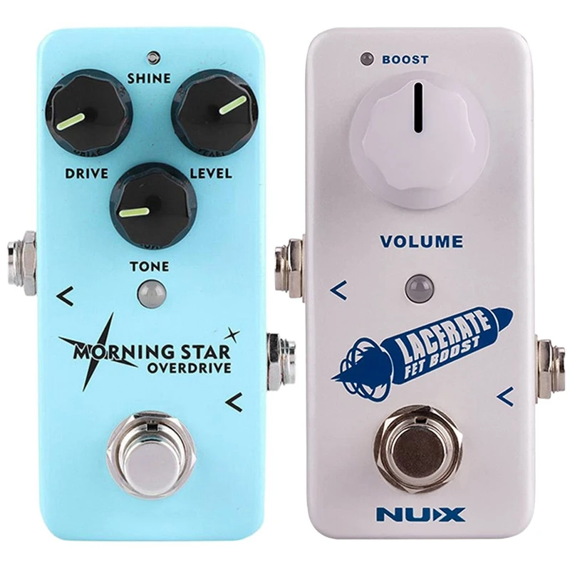

NUX Morning Guitar Overdrive Effect Pedal Blues-Break Overdrive & NUX Lacerate Mini Booster Guitar Boost Pedal