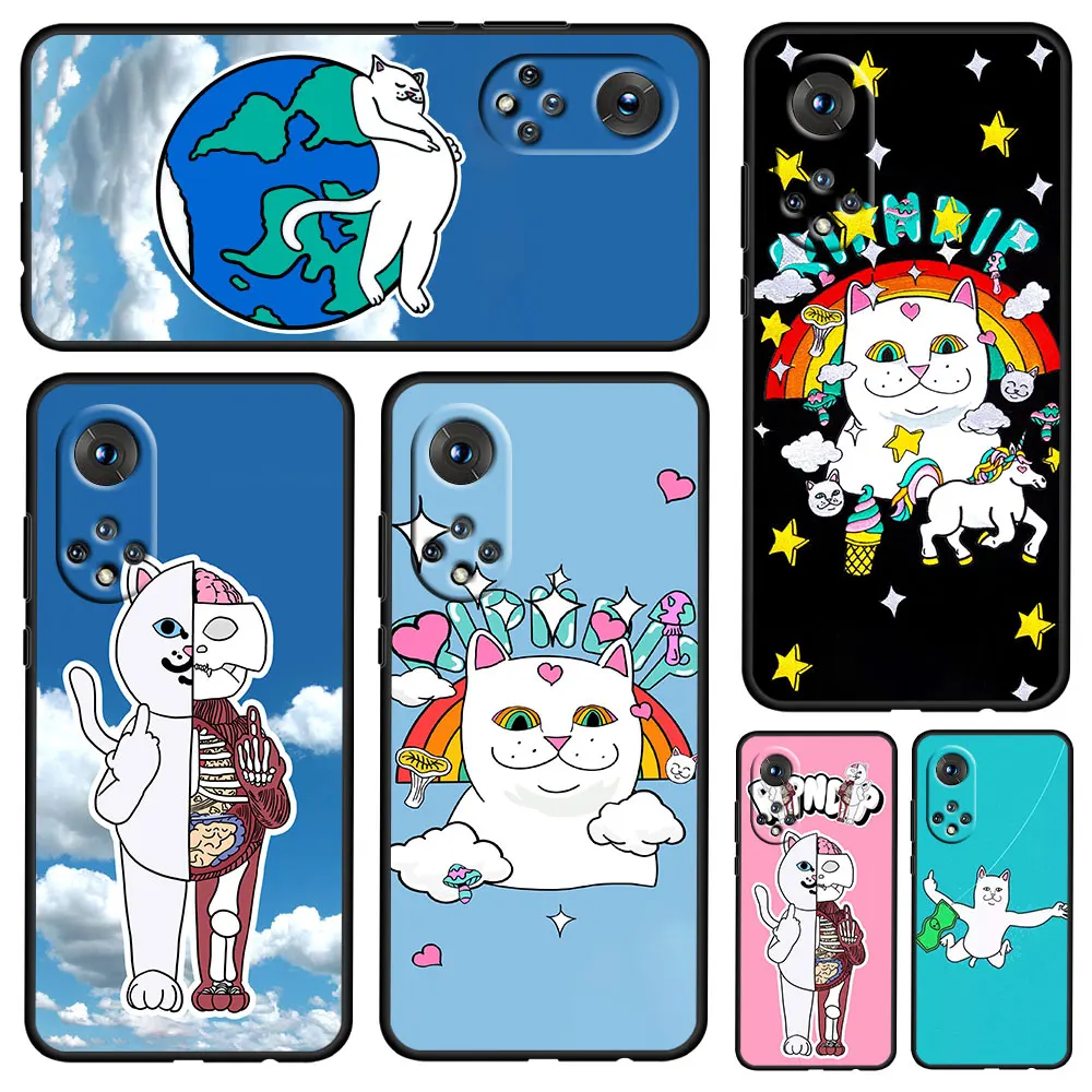 

Luxury fashion cat Soft Shockproof Black Phone Case For Honor 10X 10 9S 9A 9C 9X 8X 8S Max 9 Lite 8A 7C Pro Coque