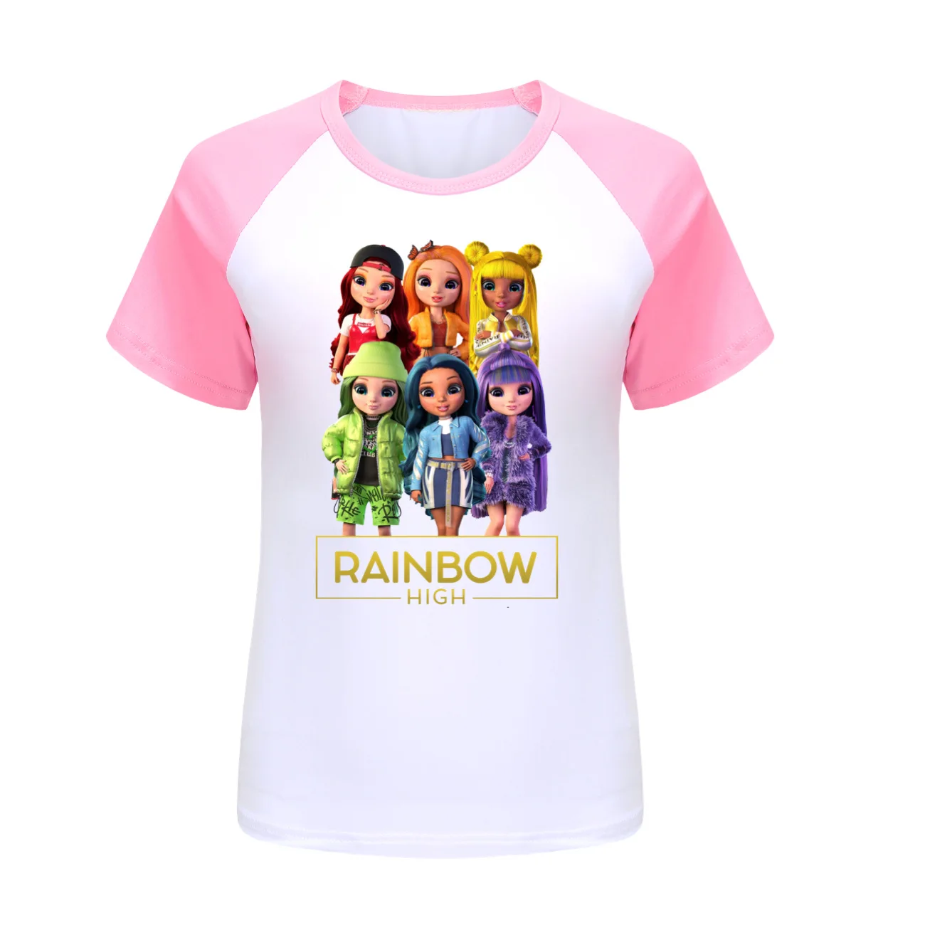 Радужный высокий костюм для мальчиков топы с мультяшными рисунками штаны из 2