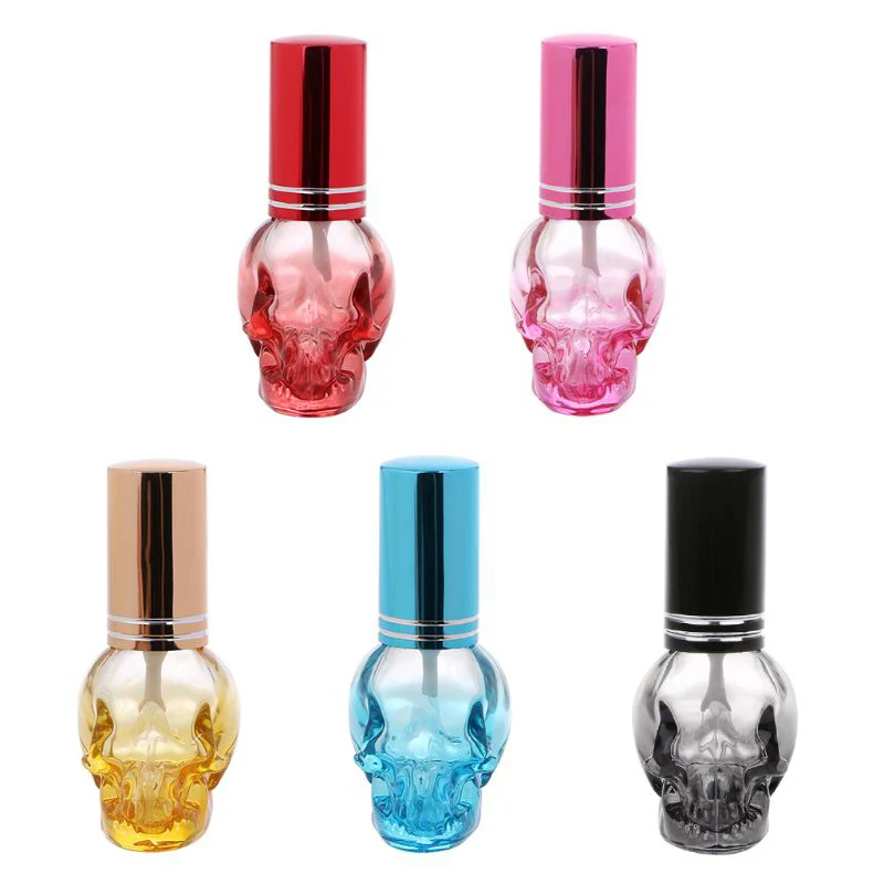 

5 Pcs 8Ml Color Skull Spray Glass Perfume Bottle Portable Perfume Sub-Bottle Spray Bottle Atomizer