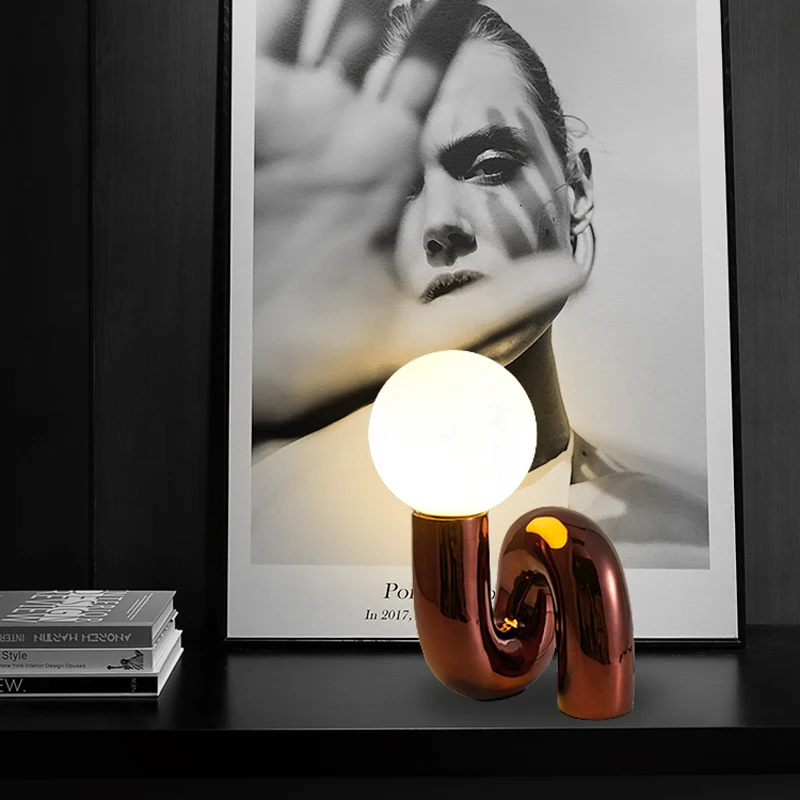 

GY Modern Simple Personality Creative Bedside Lamp Designer Hotel Children's Room Geometric Bedroom Decorative Table Lamp