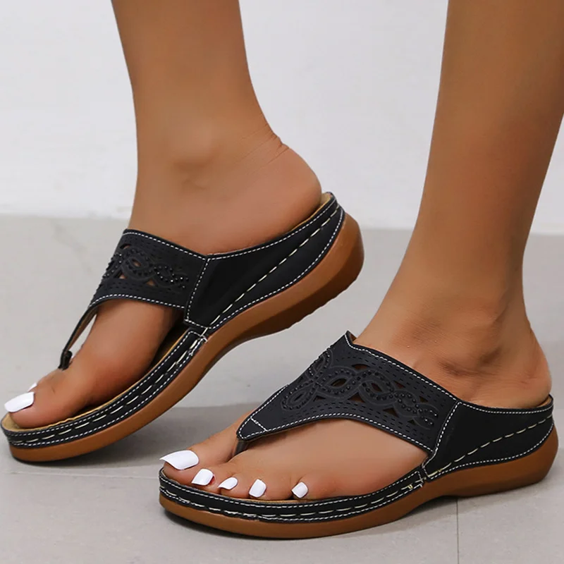 

2022 Spring Summer Women Shoes Sandals Open Toe Retro Women Shoes Breathable Female Slippers Flip Flop Beach Plus Size Footwear