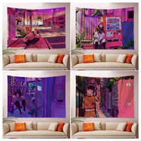 anime illustration girl cartoon tapestry for living room home dorm decor ins home decor