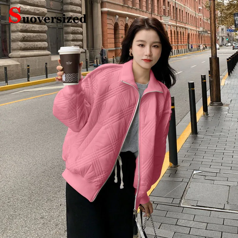 

Casual Winter Cotton Padded Baseball Jackets Korean Women Lightweight Parkas Coats Loose Fashion Streetwear Waterproof Chaquetas