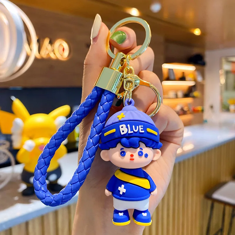 Креативный брелок с синей куклой изысканный мультяшный для ключей мальчиков и