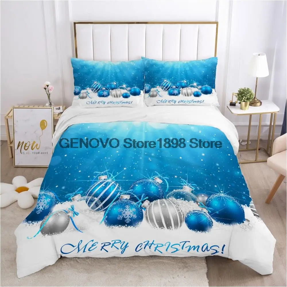 

Christmas santa claus Duvet cover set 240x220 200x200 Bedding set Twin Queen King Double Bed linens Quilt cover Bedclothes blue