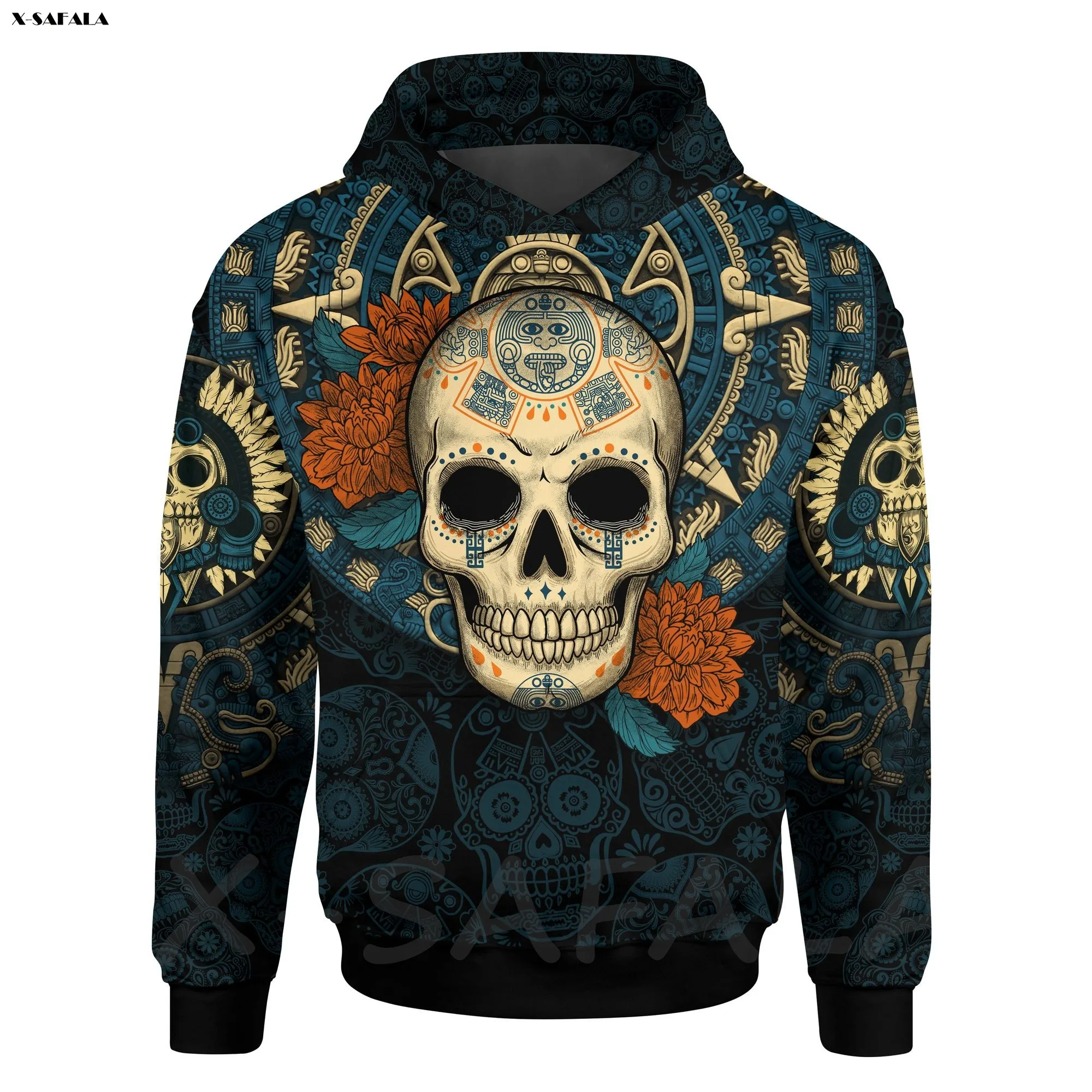 

Aztec Mayan Aztec Day of the Dead Sugar Skull 3D Printed Hoodie Man Female Zipper Pullover Sweatshirt Streetwear Tracksuits