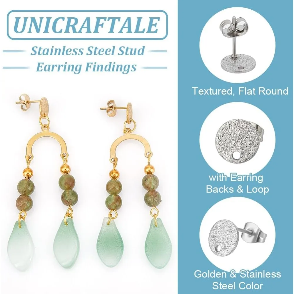 Круглые серьги-гвоздики из нержавеющей стали с текстурой примерно 40 шт. 2 цвета 8