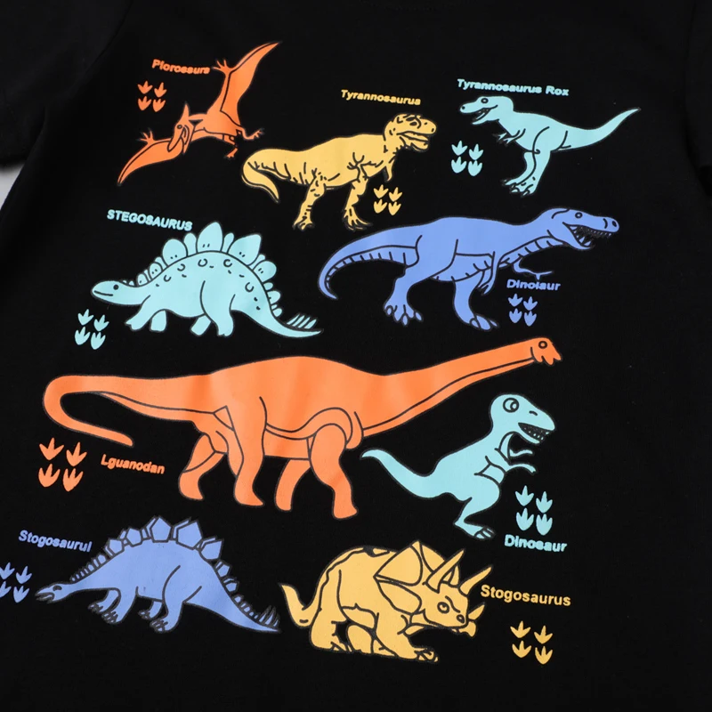 2022 New Boys Set Cartoon Summer Cotton Kids T-shirt& Shorts Clothing Outfits Children Suit Clothes Dinosaur Fashion 2-8Y