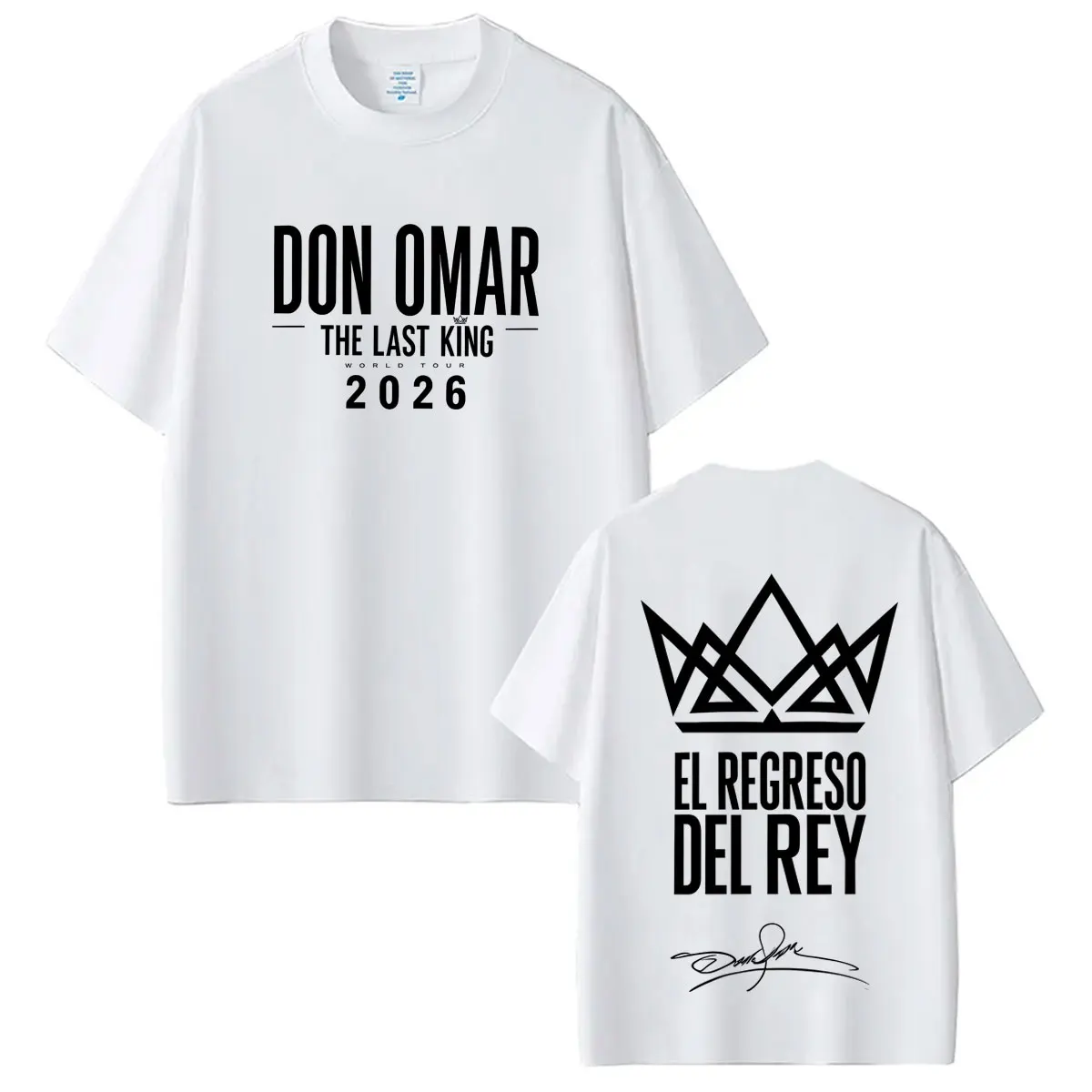 Фото Футболки с принтом Rapper Don Omar The Last King Tour 2026, модные футболки для мужчин и женщин, повседневные хлопковые свободные футболки с короткими рукавами, топы №4